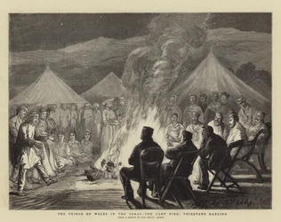 Der Prinz von Wales im Terai, das Lagerfeuer, Tibeter tanzen